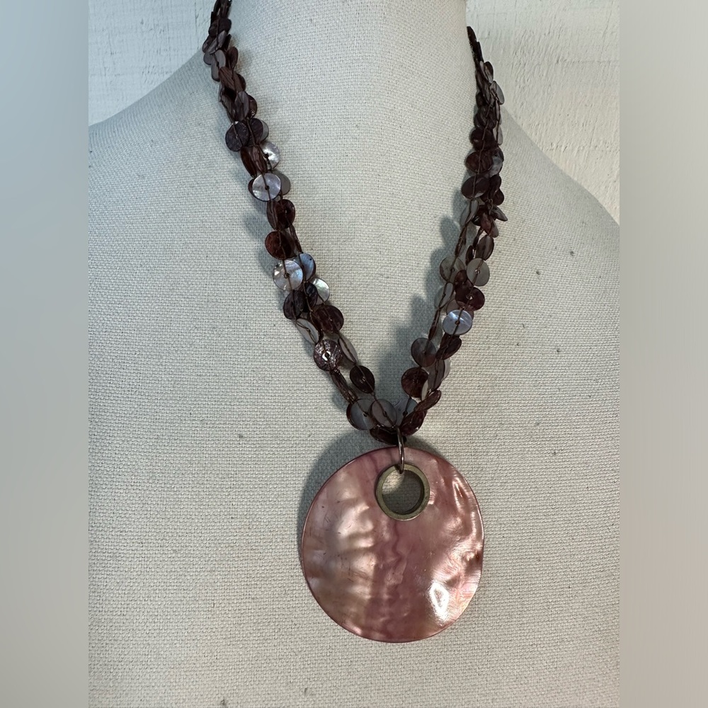Pink Polished Abalone Shell Statements Necklace - image 2